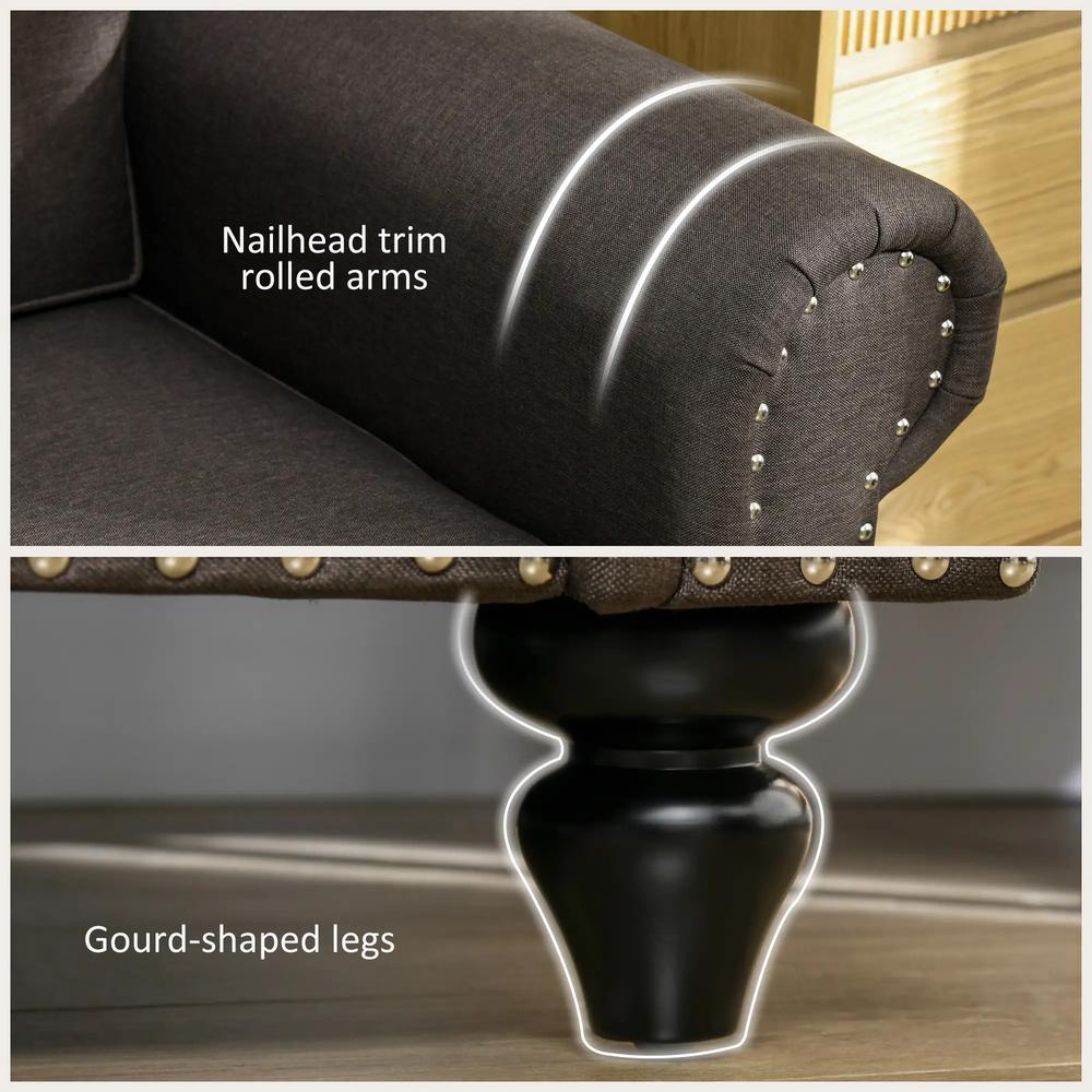 HOMCOM Two-Seater Mid-Century Sofa, with Pocket Springs - Dark Brown Additional View 4