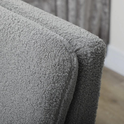 HOMCOM Armchair, Upholstered Accent Chair with Wood Legs and Wide Padded Seat, Teddy Occasional Chair, Grey Additional View 8