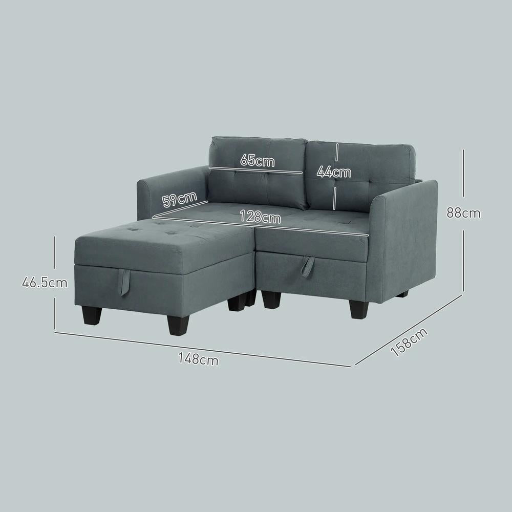 HOMCOM 'L' Shape Modular Storage Sofa - Dark Grey Additional View 3