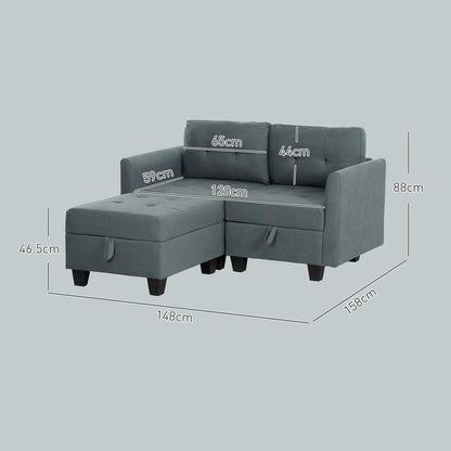 HOMCOM 'L' Shape Modular Storage Sofa - Dark Grey Additional View 3