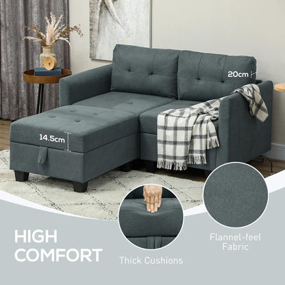 HOMCOM 'L' Shape Modular Storage Sofa - Dark Grey Additional View 6