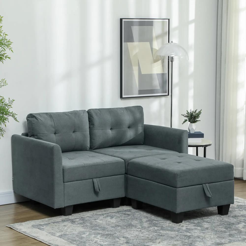 HOMCOM 'L' Shape Modular Storage Sofa - Dark Grey Additional View 10