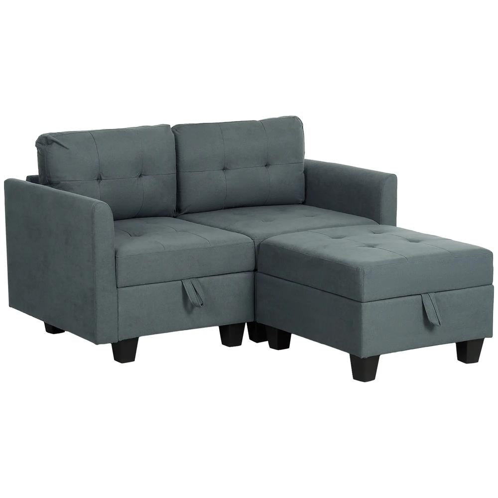HOMCOM 'L' Shape Modular Storage Sofa - Dark Grey