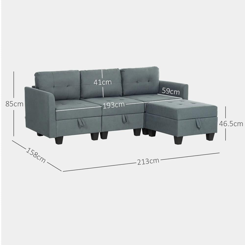 HOMCOM 'L' Shape Modular Sofa, with Storage Additional View 14