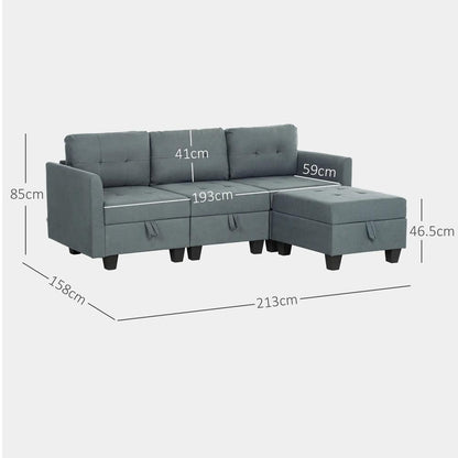 HOMCOM 'L' Shape Modular Sofa, with Storage Additional View 14