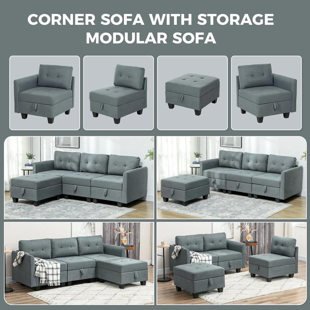 HOMCOM 'L' Shape Modular Sofa, with Storage Additional View 15