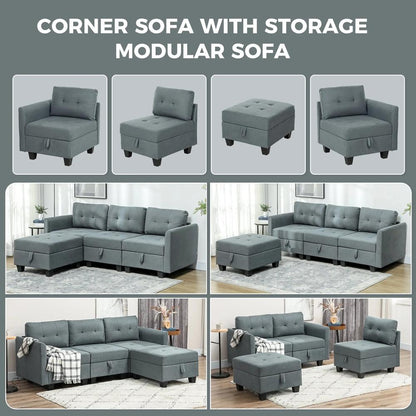 HOMCOM 'L' Shape Modular Sofa, with Storage Additional View 15