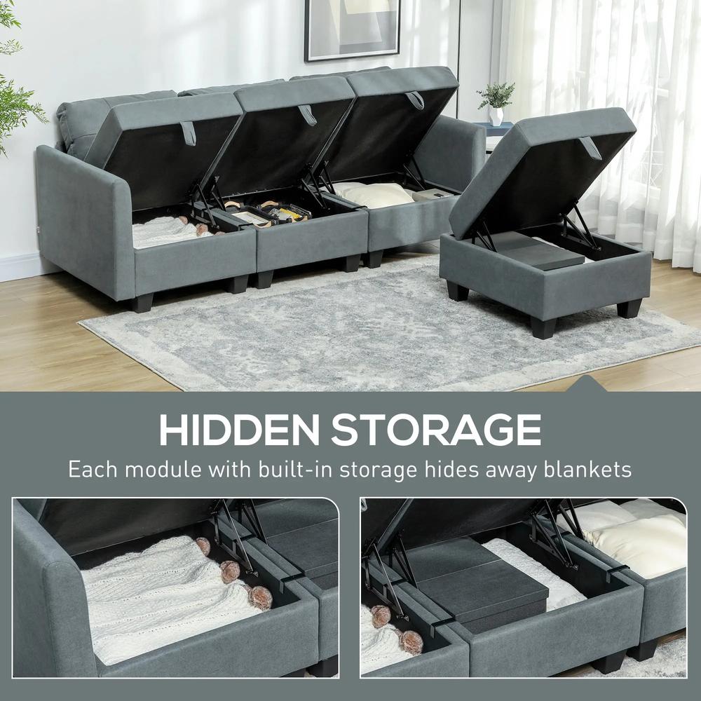 HOMCOM 'L' Shape Modular Sofa, with Storage Additional View 16