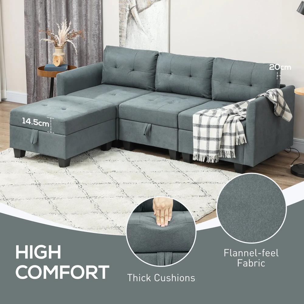 HOMCOM 'L' Shape Modular Sofa, with Storage Additional View 17