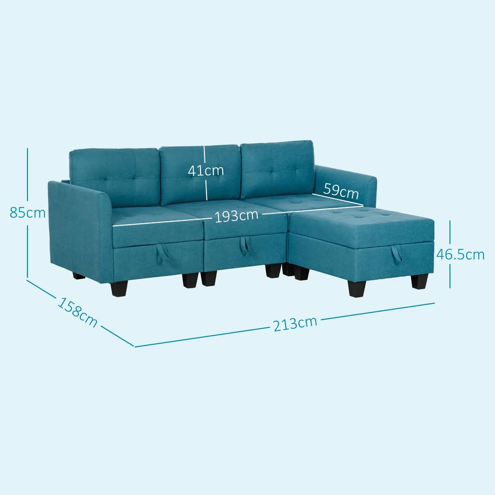 HOMCOM 'L' Shape Modular Sofa, with Storage Additional View 3