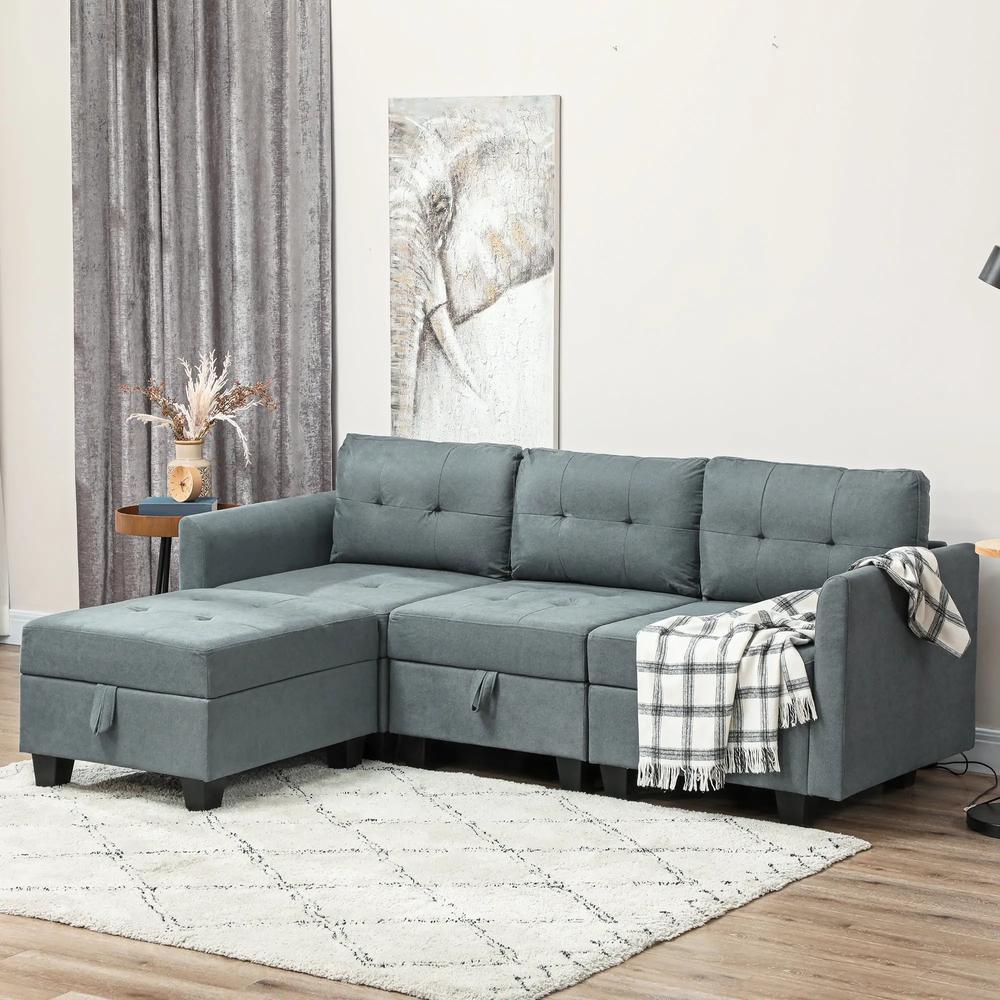 HOMCOM 'L' Shape Modular Sofa, with Storage Additional View 21