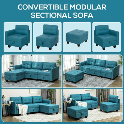 HOMCOM 'L' Shape Modular Sofa, with Storage Additional View 4