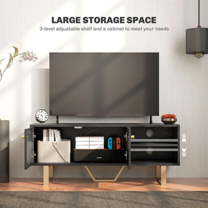 HOMCOM TV Stand Cabinet for TVs up to 50 Inches, TV Unit with Storage Shelves and Cupboard for Living Room, Black Marble Tone Additional View 5