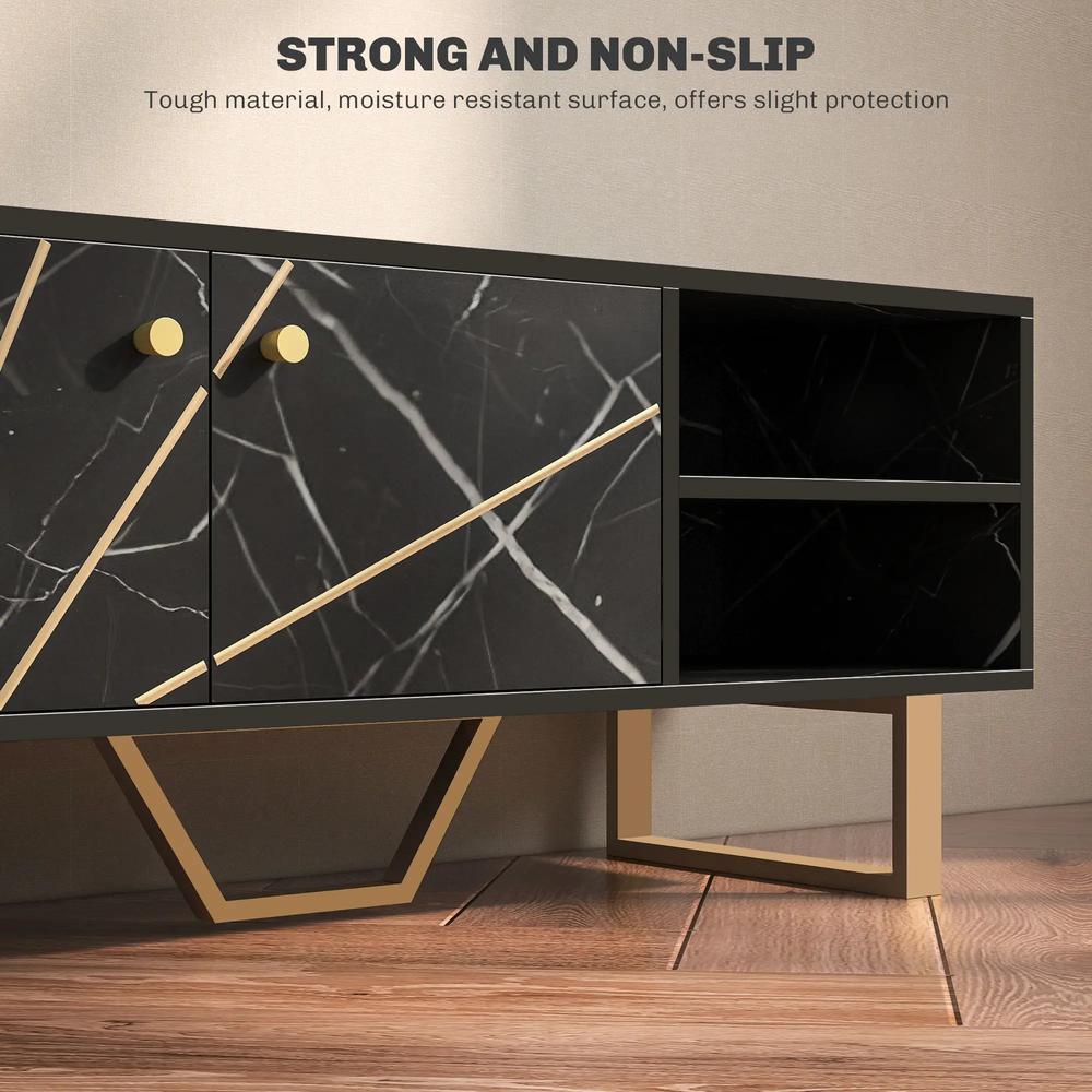 HOMCOM TV Stand Cabinet for TVs up to 50 Inches, TV Unit with Storage Shelves and Cupboard for Living Room, Black Marble Tone Additional View 7