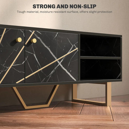 HOMCOM TV Stand Cabinet for TVs up to 50 Inches, TV Unit with Storage Shelves and Cupboard for Living Room, Black Marble Tone Additional View 7