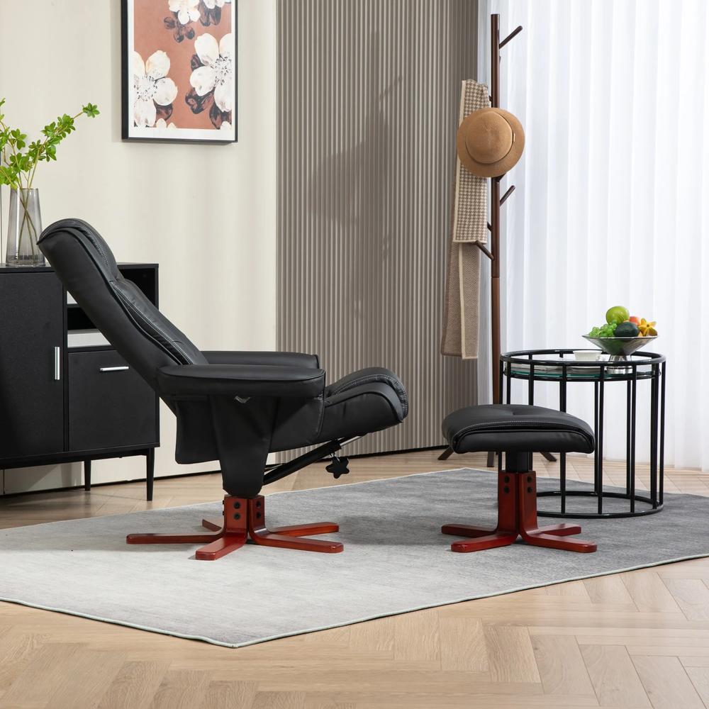 HOMCOM Faux Leather Manual Recliner and Footstool Set Additional View 11