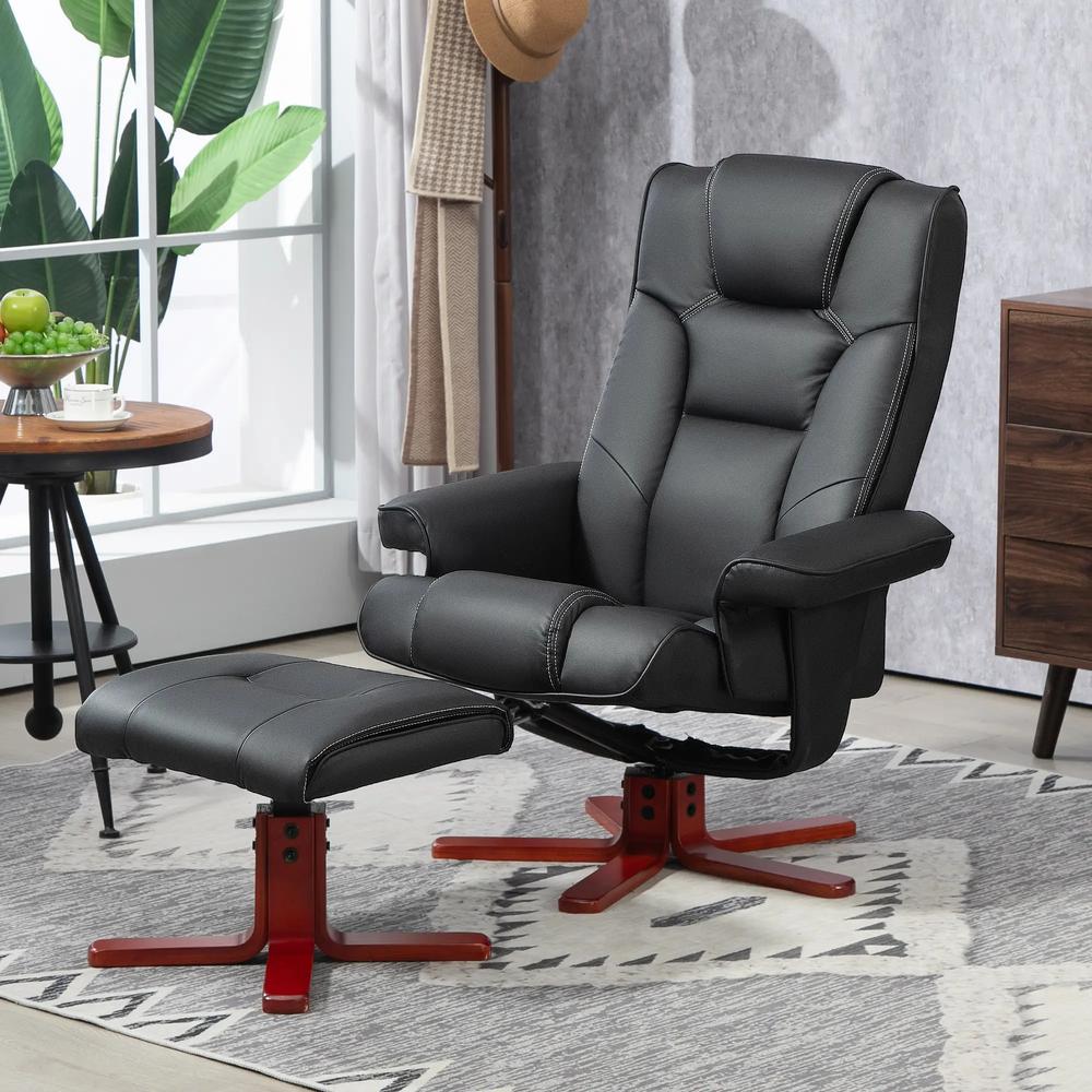 HOMCOM Faux Leather Manual Recliner and Footstool Set Additional View 13
