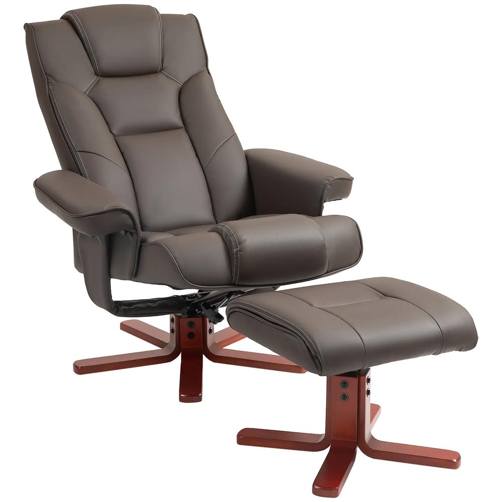 HOMCOM Faux Leather Manual Recliner and Footstool Set Additional View 15