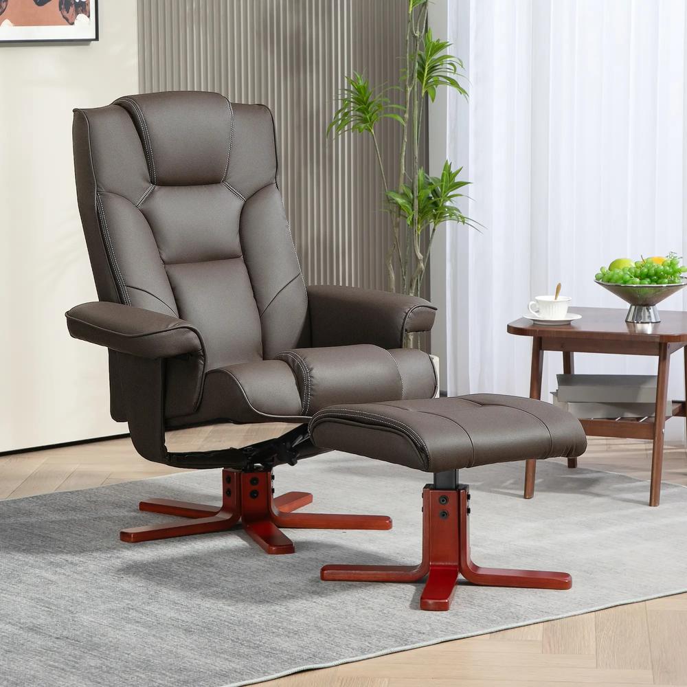 HOMCOM Faux Leather Manual Recliner and Footstool Set Additional View 16