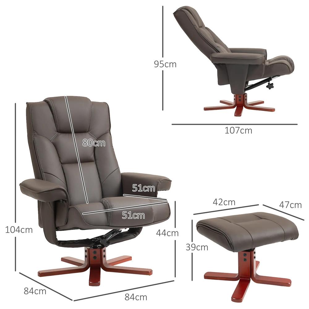HOMCOM Faux Leather Manual Recliner and Footstool Set Additional View 17