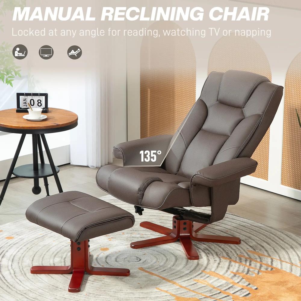 HOMCOM Faux Leather Manual Recliner and Footstool Set Additional View 18
