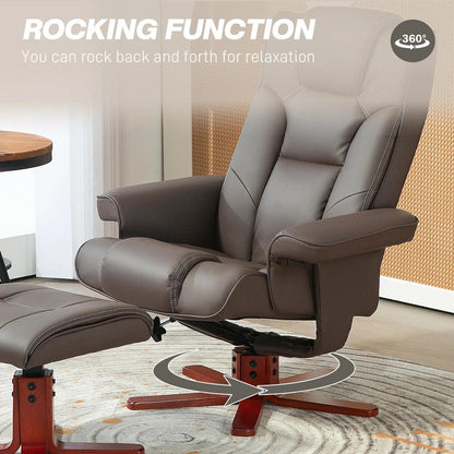 HOMCOM Faux Leather Manual Recliner and Footstool Set Additional View 19