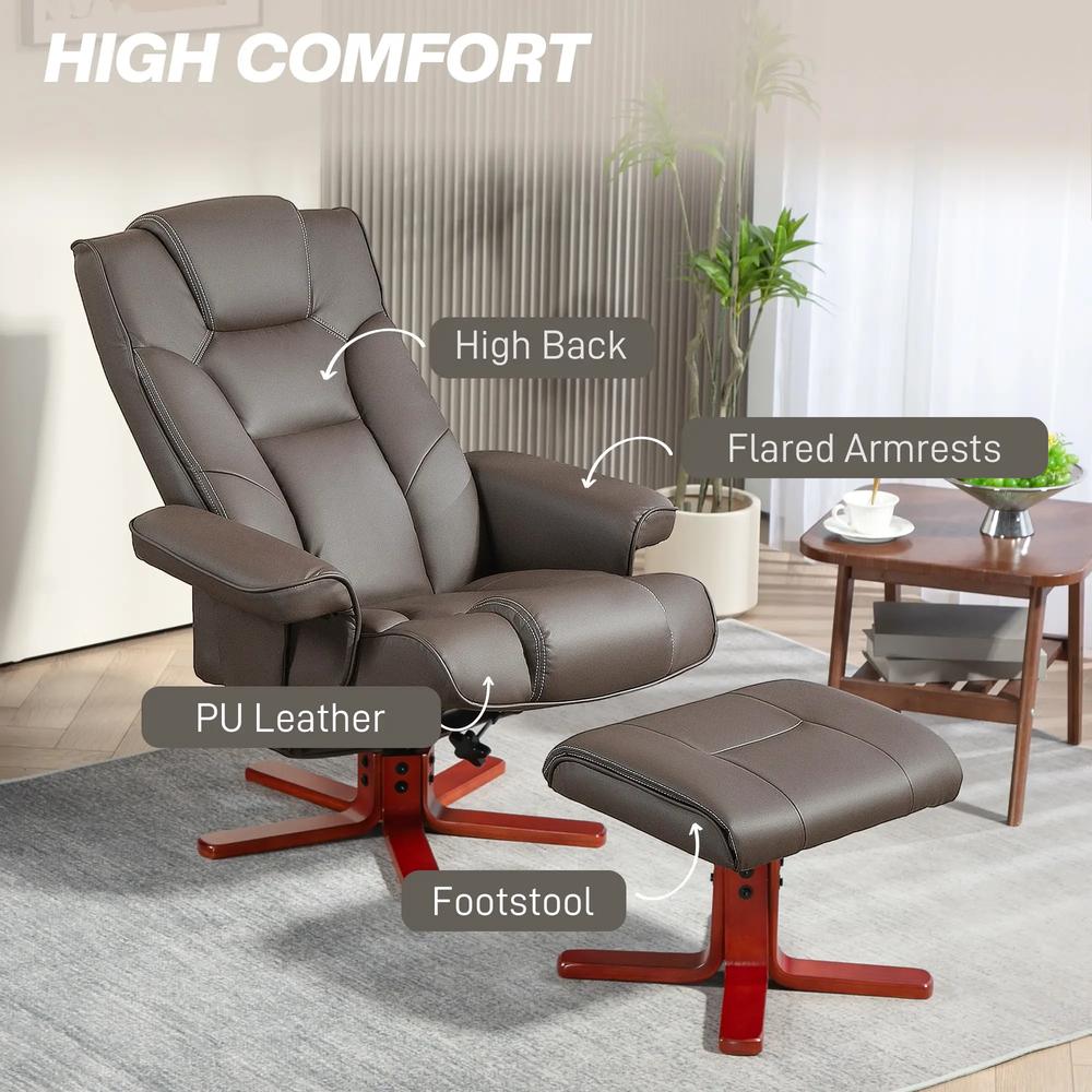 HOMCOM Faux Leather Manual Recliner and Footstool Set Additional View 20