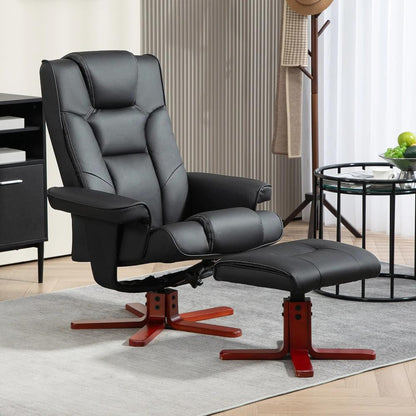 HOMCOM Faux Leather Manual Recliner and Footstool Set Additional View 2