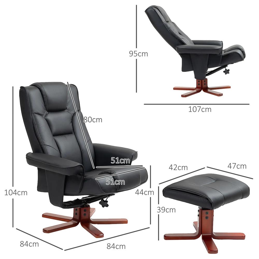 HOMCOM Faux Leather Manual Recliner and Footstool Set Additional View 3