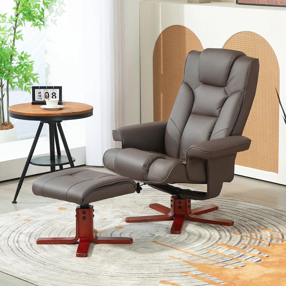 HOMCOM Faux Leather Manual Recliner and Footstool Set Additional View 24