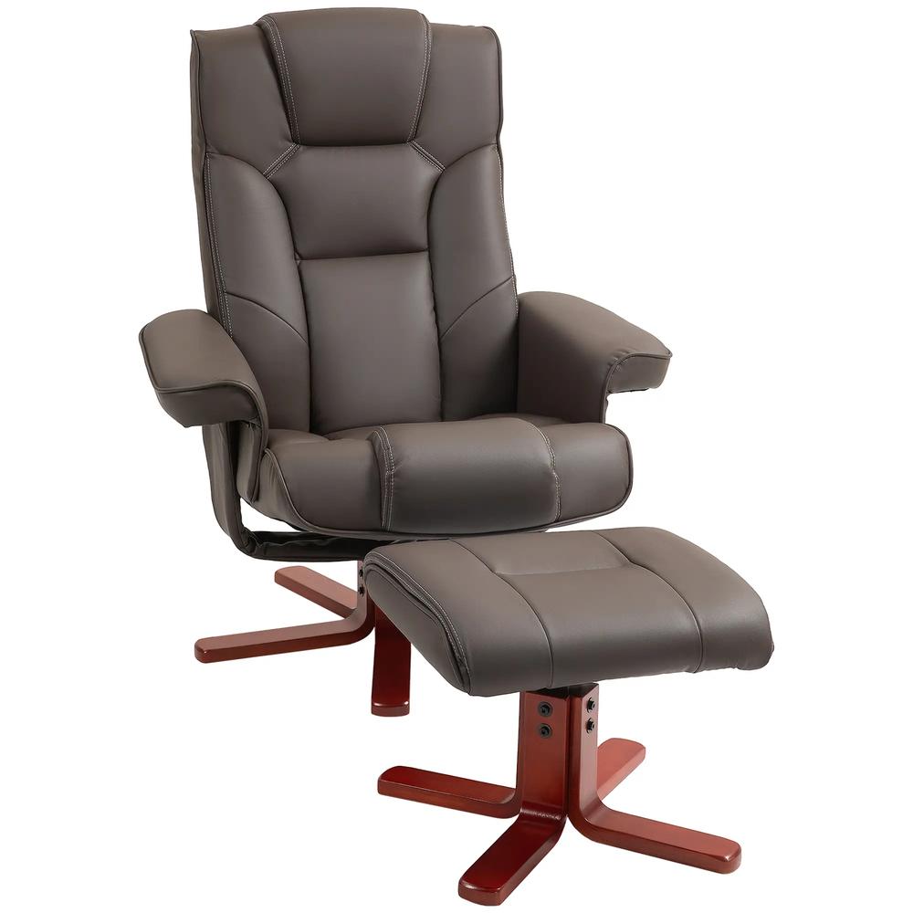 HOMCOM Faux Leather Manual Recliner and Footstool Set Additional View 25
