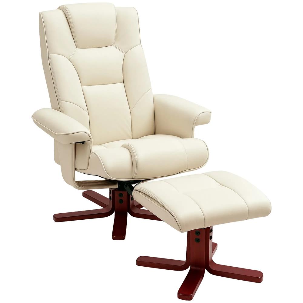HOMCOM Faux Leather Manual Recliner and Footstool Set Additional View 26