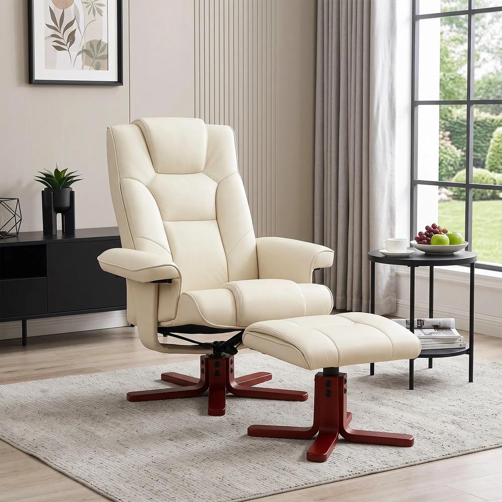 HOMCOM Faux Leather Manual Recliner and Footstool Set Additional View 27
