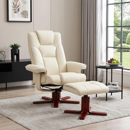 HOMCOM Faux Leather Manual Recliner and Footstool Set Additional View 27