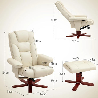HOMCOM Faux Leather Manual Recliner and Footstool Set Additional View 28