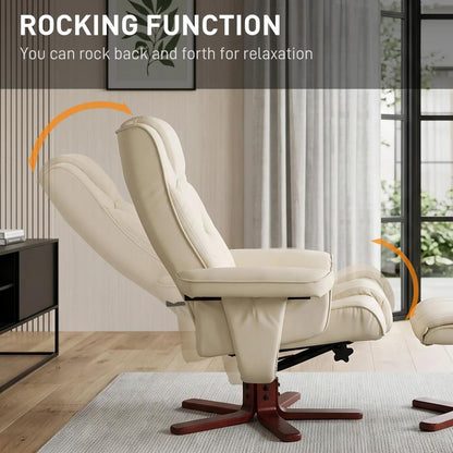 HOMCOM Faux Leather Manual Recliner and Footstool Set Additional View 30