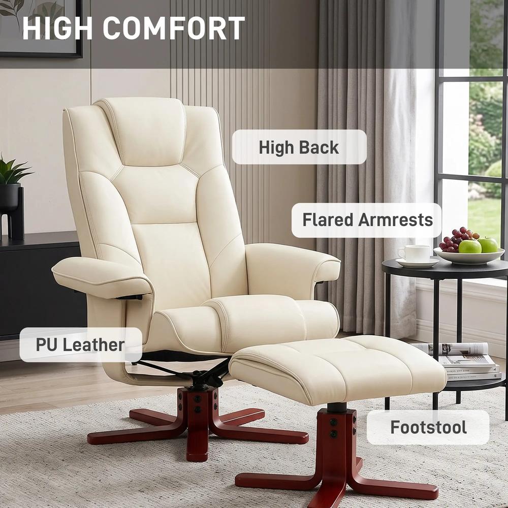 HOMCOM Faux Leather Manual Recliner and Footstool Set Additional View 31