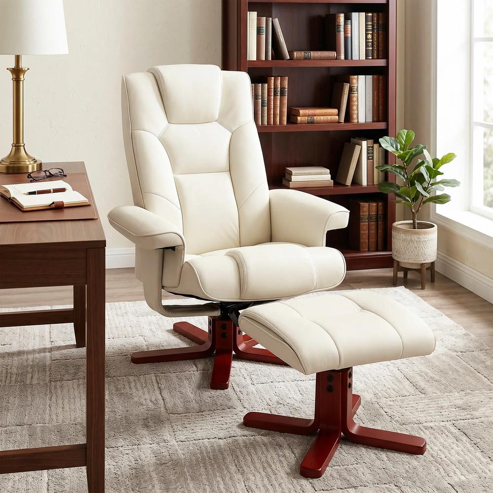 HOMCOM Faux Leather Manual Recliner and Footstool Set Additional View 33