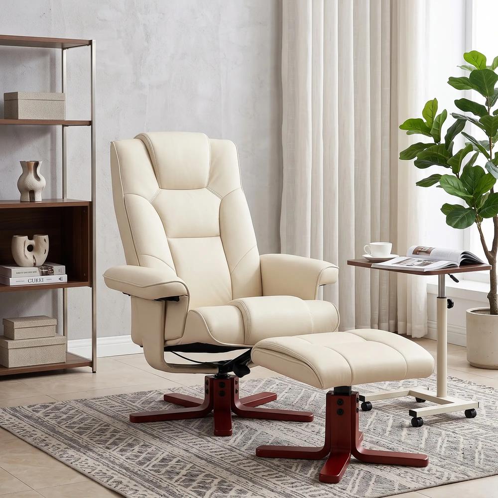 HOMCOM Faux Leather Manual Recliner and Footstool Set Additional View 39