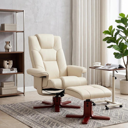HOMCOM Faux Leather Manual Recliner and Footstool Set Additional View 39