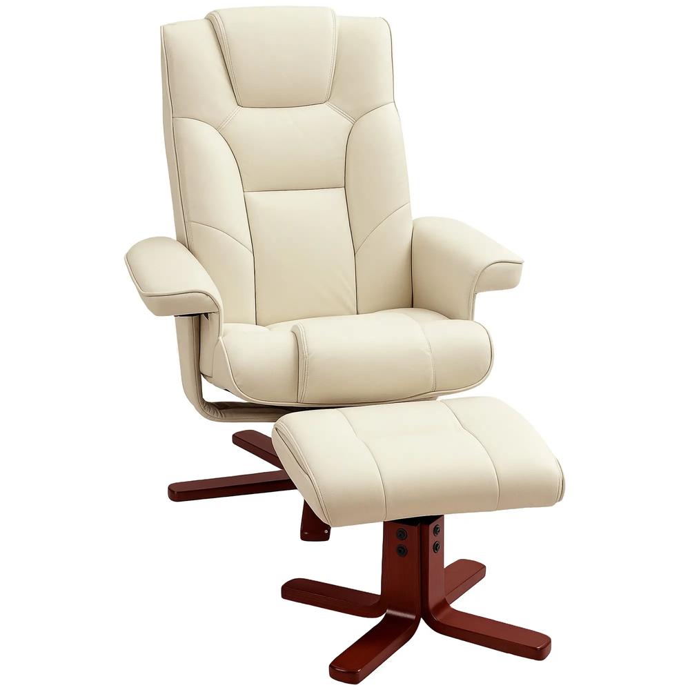 HOMCOM Faux Leather Manual Recliner and Footstool Set Additional View 40