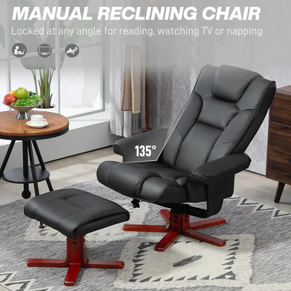 HOMCOM Faux Leather Manual Recliner and Footstool Set Additional View 4