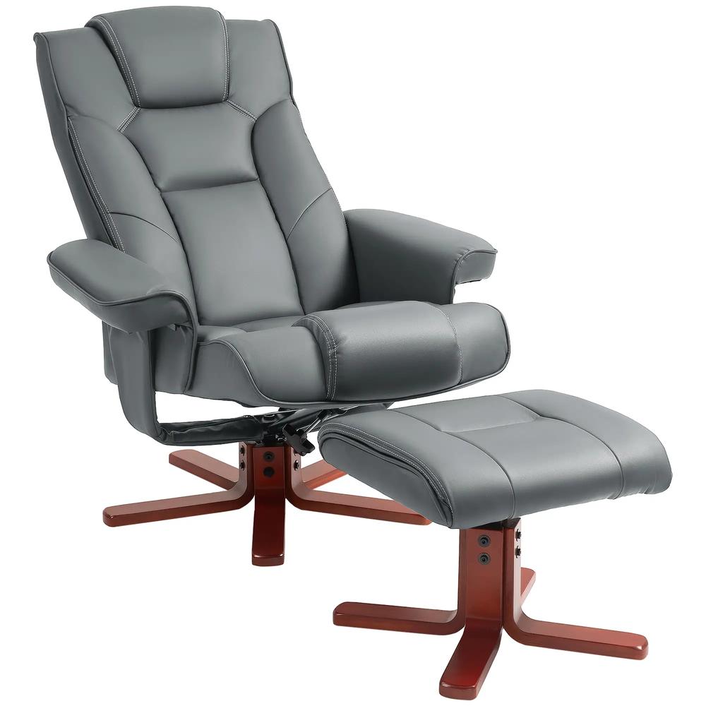 HOMCOM Faux Leather Manual Recliner and Footstool Set Additional View 41
