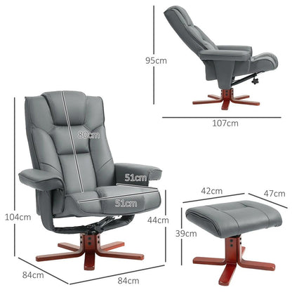 HOMCOM Faux Leather Manual Recliner and Footstool Set Additional View 43