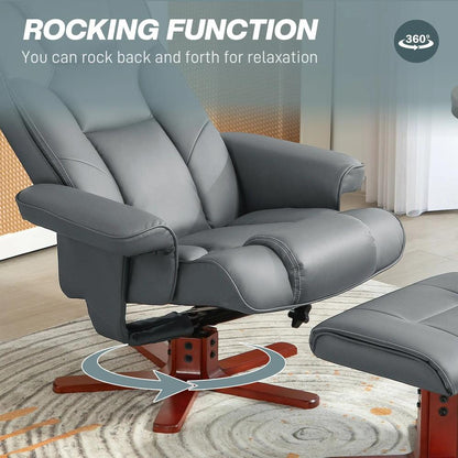 HOMCOM Faux Leather Manual Recliner and Footstool Set Additional View 45