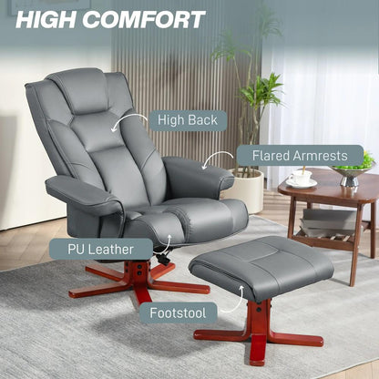 HOMCOM Faux Leather Manual Recliner and Footstool Set Additional View 46