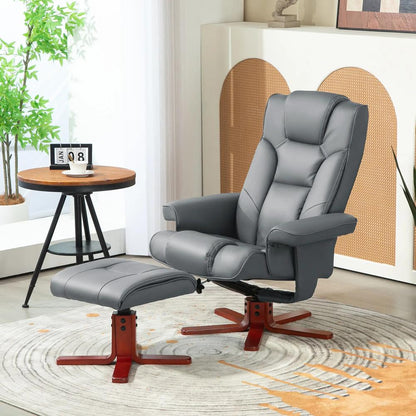 HOMCOM Faux Leather Manual Recliner and Footstool Set Additional View 50