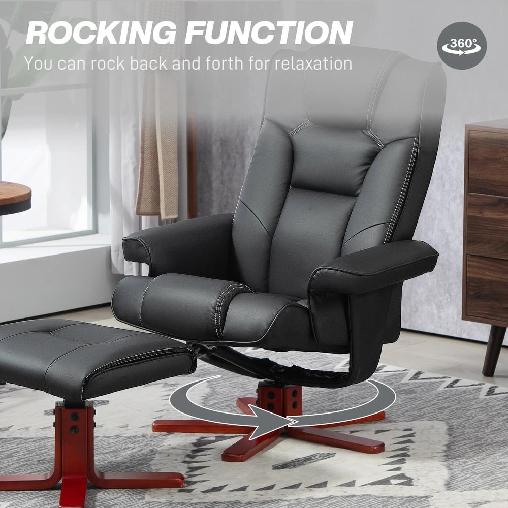 HOMCOM Faux Leather Manual Recliner and Footstool Set Additional View 5