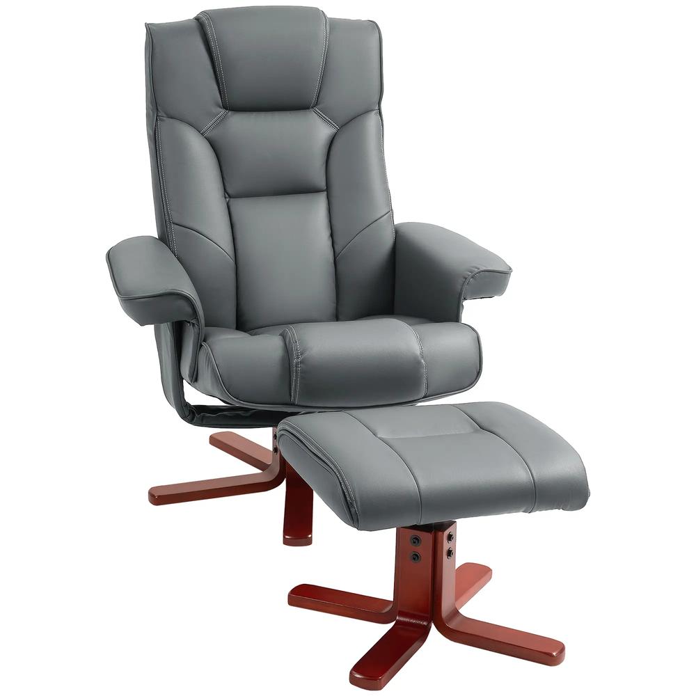 HOMCOM Faux Leather Manual Recliner and Footstool Set Additional View 51