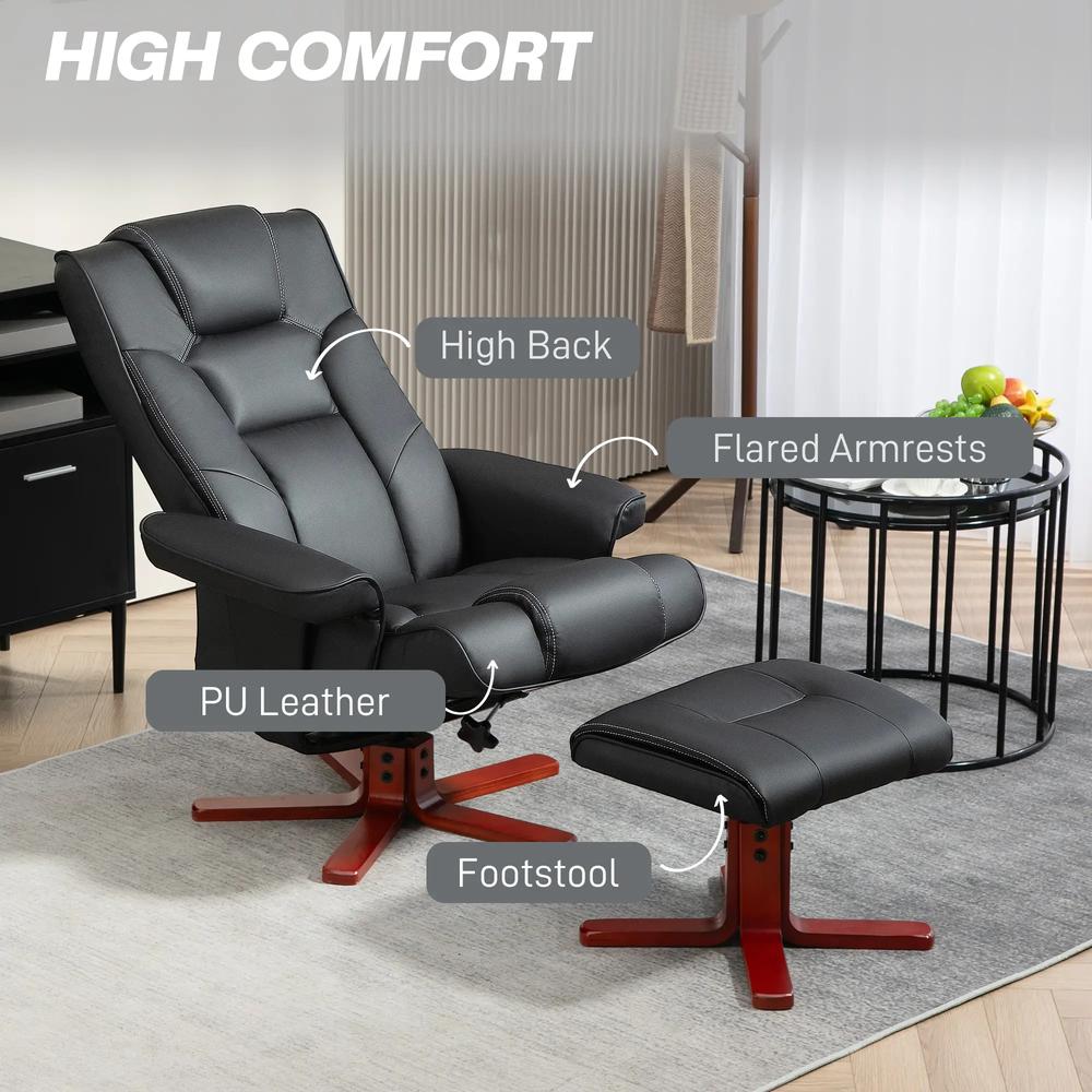HOMCOM Faux Leather Manual Recliner and Footstool Set Additional View 6